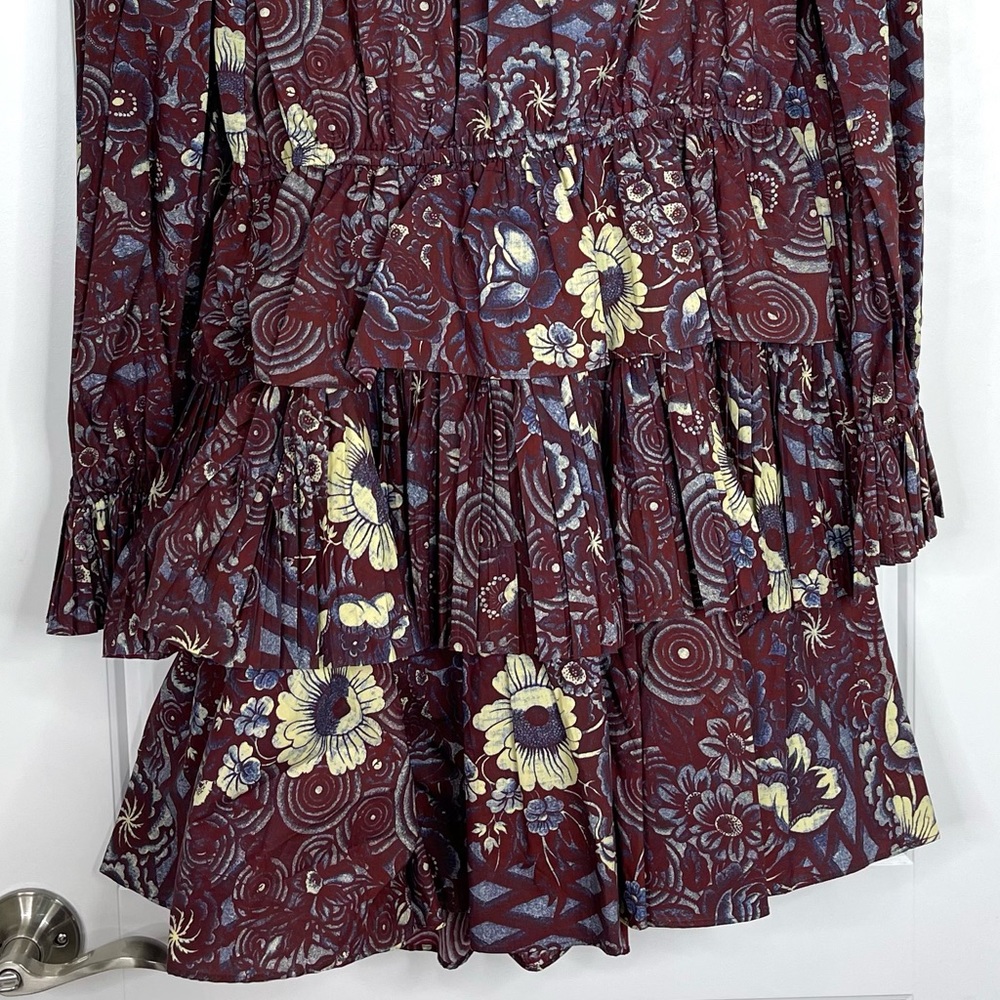 ULLA JOHNSON Lola Floral Cotton Ruffle Mini Dress NEW Heliotrope Size 8 - Picture 10 of 16